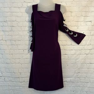 JBS stretchy purple cold shoulder dress nwt